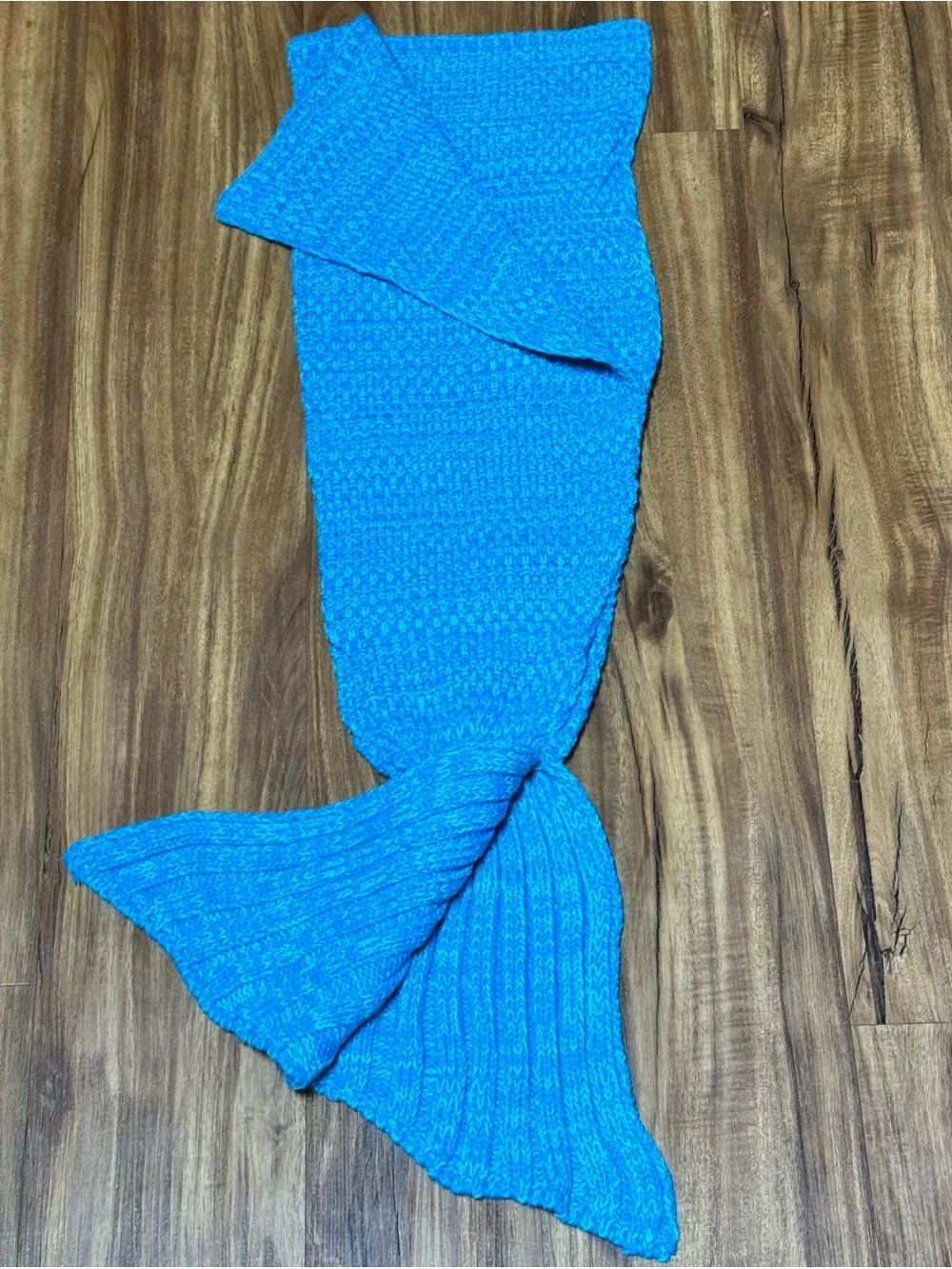 Crochet Mermaid Tail Knit Blanket / Sleeping Bag Throw- Aqua Blue